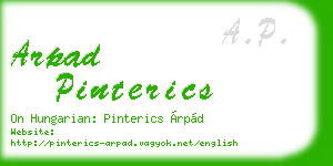 arpad pinterics business card