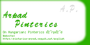arpad pinterics business card